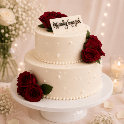 Two Tier Rose Wedding Cake
