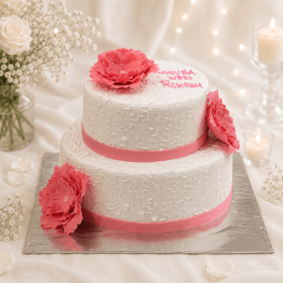 Wedding Cake With Peonies