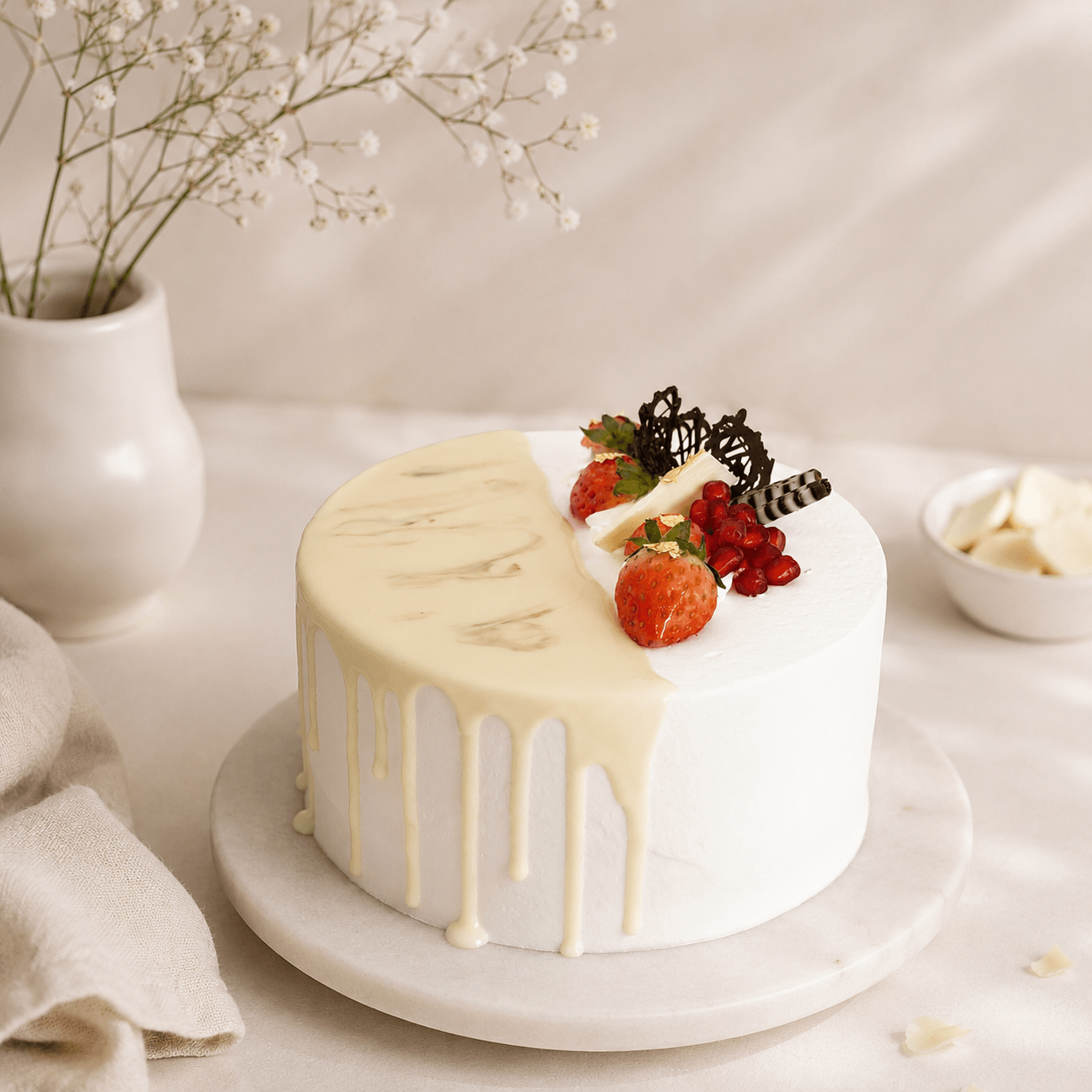 White Chocolate Drip Birthday Cake