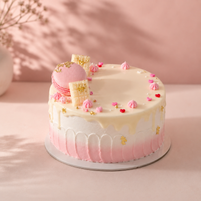White Chocolate Drip Pastel Pink Mini Cake