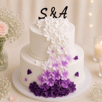 Purple Blossom Wedding Cake